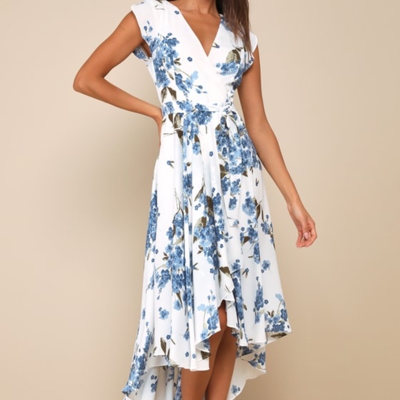 Lulus Dresses & Skirts - Lulus French Countryside White Floral Print High-low Dress Blue - Size M